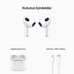 Apple AirPods 3. Nesil ve MagSafe Şarj Kutusu (Apple Türkiye Garantili) - Thumbnail