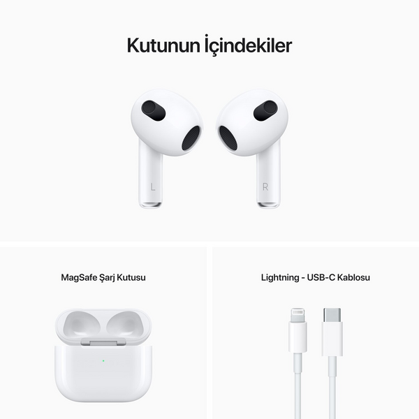 Apple AirPods 3. Nesil ve MagSafe Şarj Kutusu (Apple Türkiye Garantili)