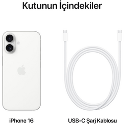 Apple iPhone 16 128 GB Beyaz (Apple Türkiye Garantili) - Thumbnail