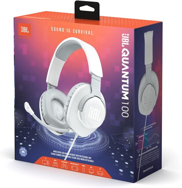 JBL QUANTUM 100 Gaming Kulak Üstü Kulaklık Beyaz ( JBL Türkiye Garantili )